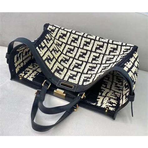 fendi black yellow ff bag|fendi large peekaboo tote.